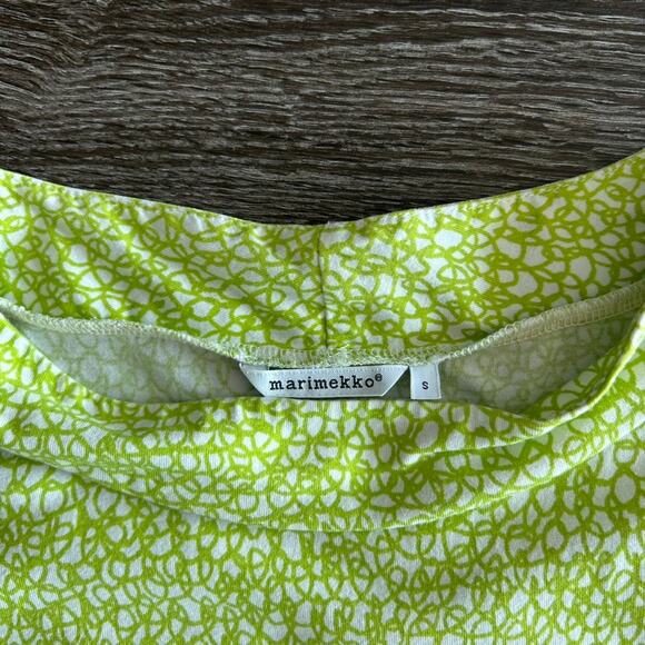 EUC Marimekko 100% Cotton Dress Medium Lime Green White Abstract Print Tunic - Picture 3 of 16